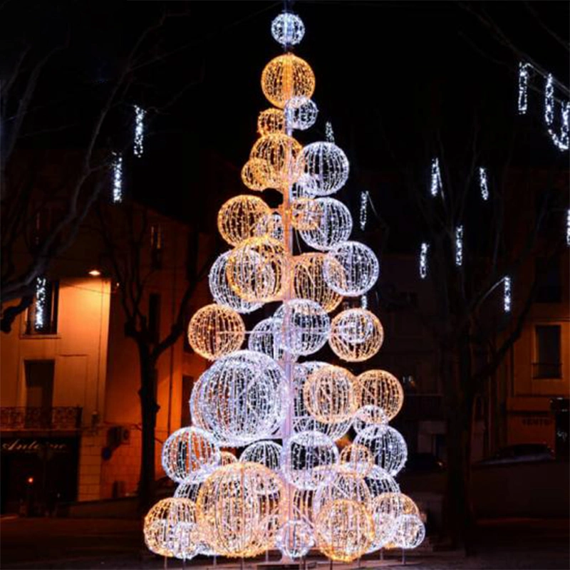 Outdoor Large Christmas LED Artificial 3D Sphere Motif Lights Christmas Ball Tree for Sale