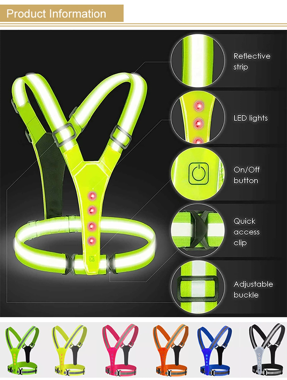 USB Veste Securite LED Rechargeable Reflective Luminous Jackets