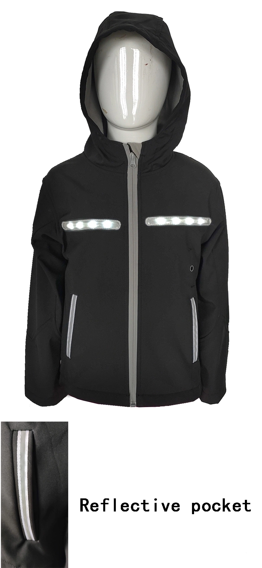 Full Zip Wind Resistant LED Jacket Custom Print for Kids