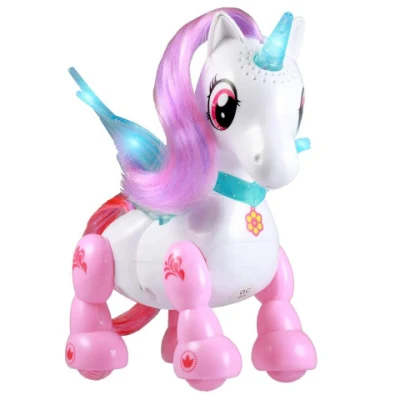 Brinquedo de unicórnio inteligente com chifre brilhante e asas interativo Bo Pony Unicórnios brinquedo com som para crianças